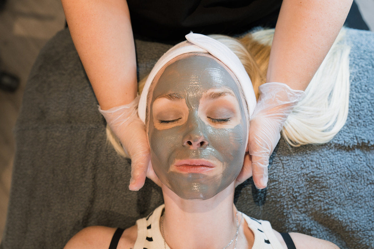 A calming recovery mask applied during a facial