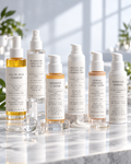 D.E.N. Radiance Routine: Oil-To-Milk Cleanser, Face Mist, Radiance C Serum, Retinol Alternative Serum, Sensitive Skin Moisturiser and mineral SPF30