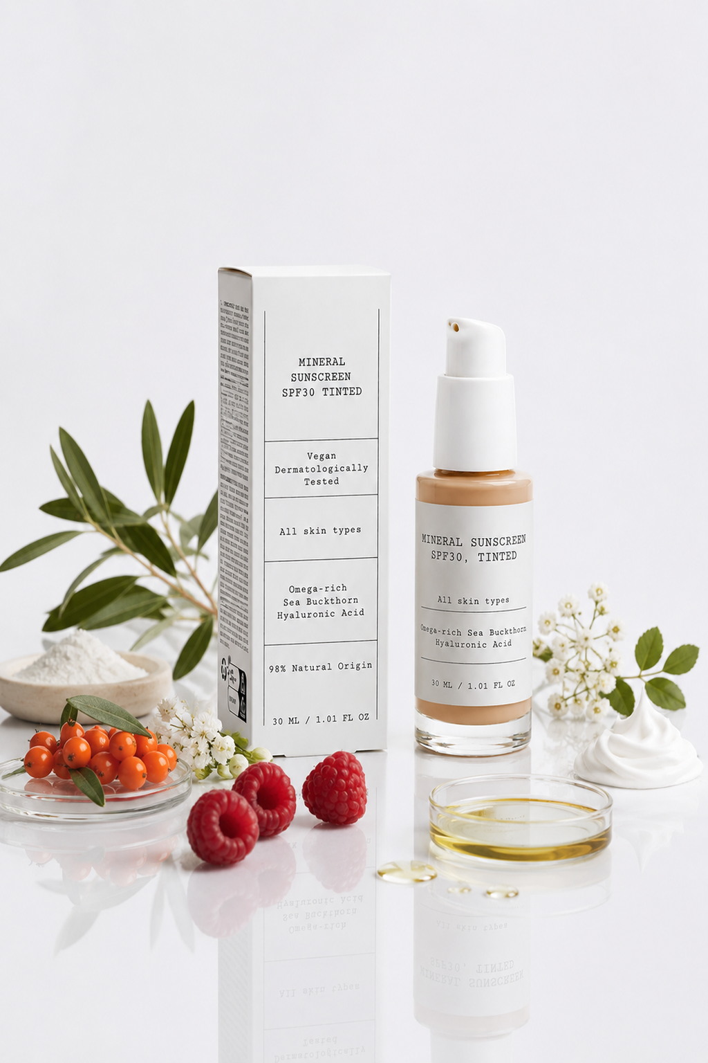 D.E.N. Glass Skin Mineral Sunscreen SPF30 Tinted